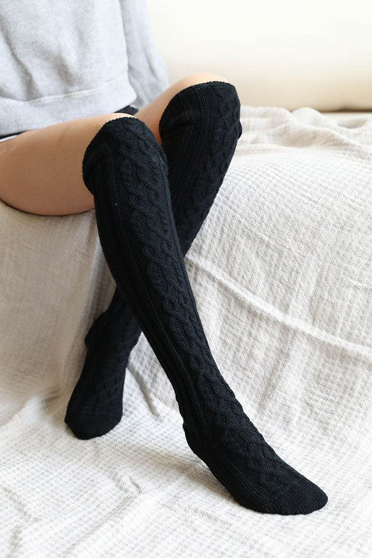 Knee High Cable Knit Socks - Final Sale