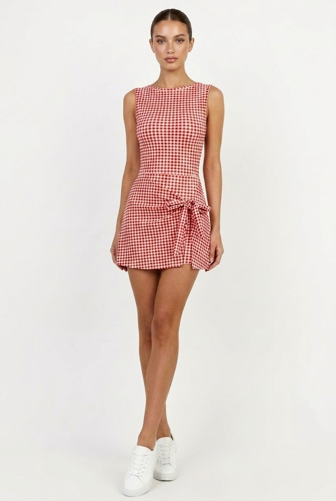 Gingham Charm Wrap Mini Dress