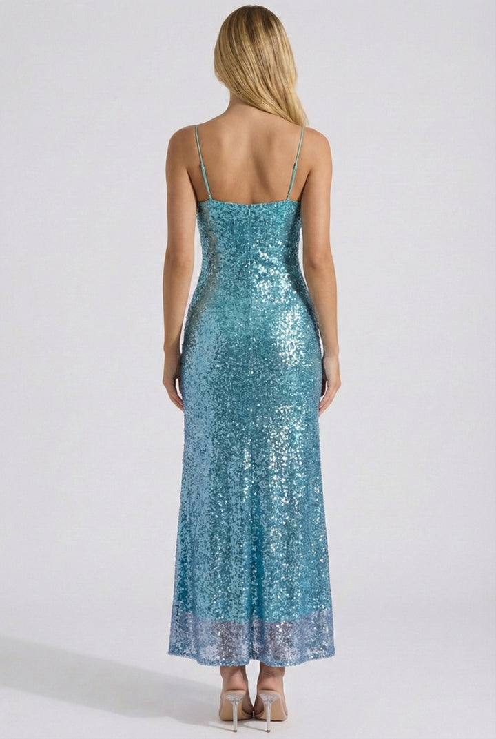 Aquamarine Shimmer Maxi Dress