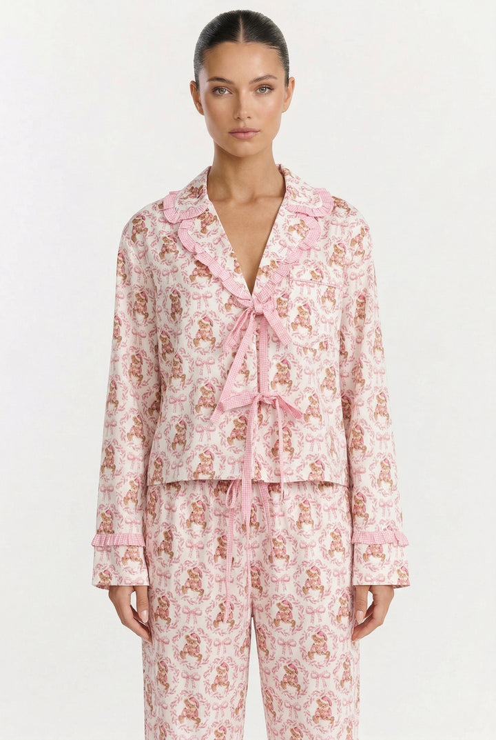 Bear & Bow Satin Pajama Top