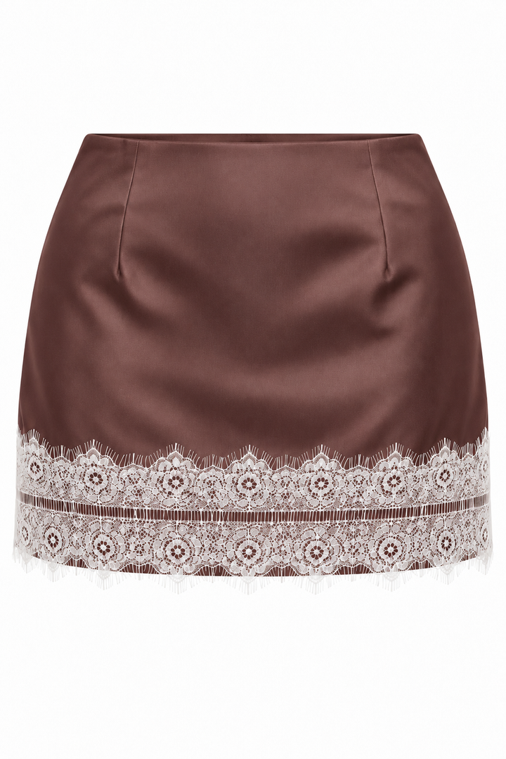 Bonbon Satin Lace Mini Skirt
