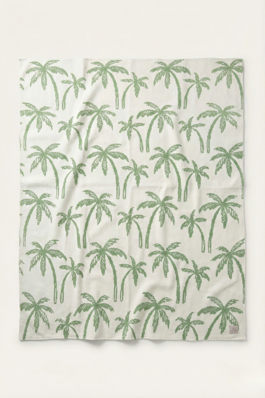 Island Breeze Reversible Palm Tree Throw Blanket