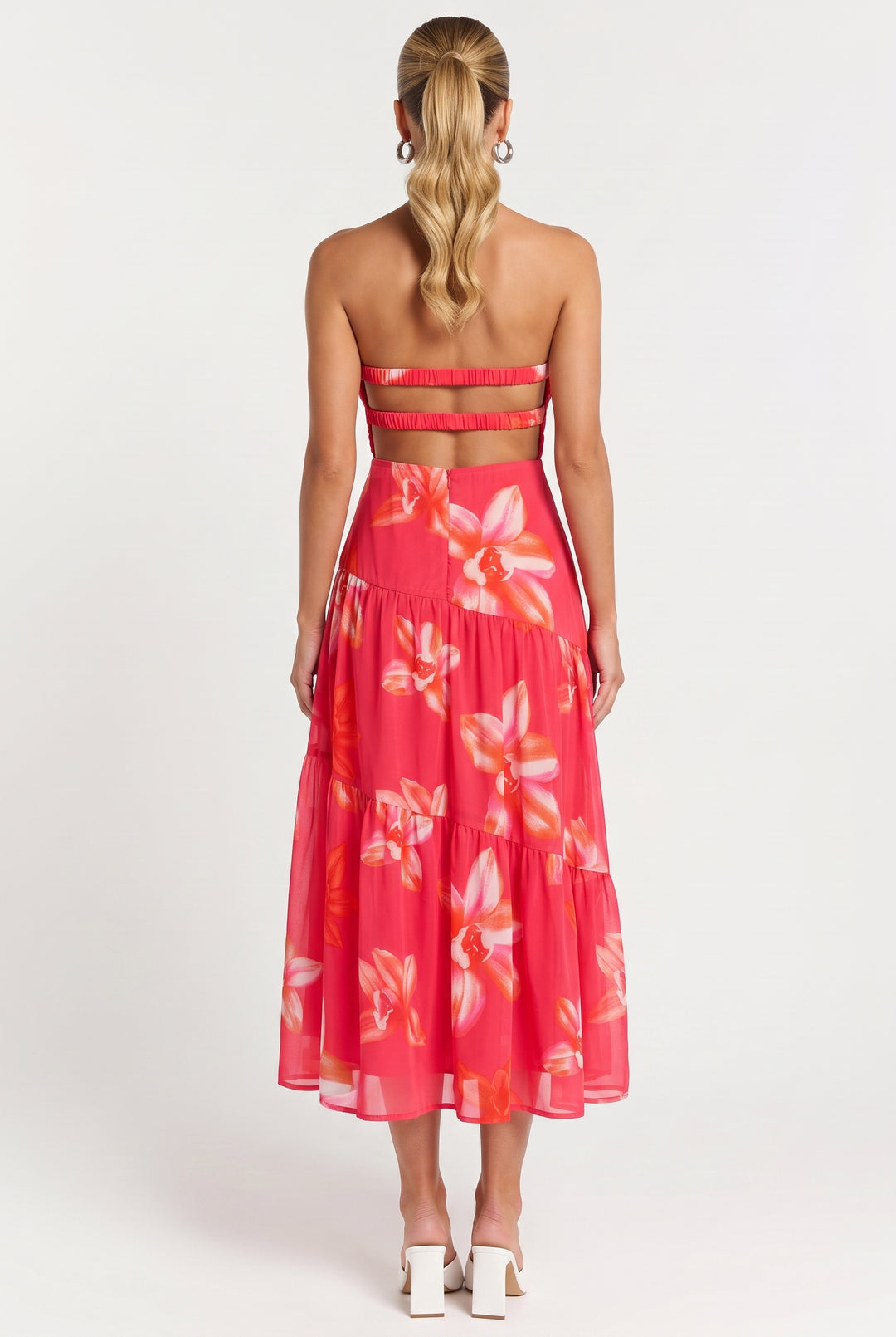 Bloom Vista Strapless Midi Dress
