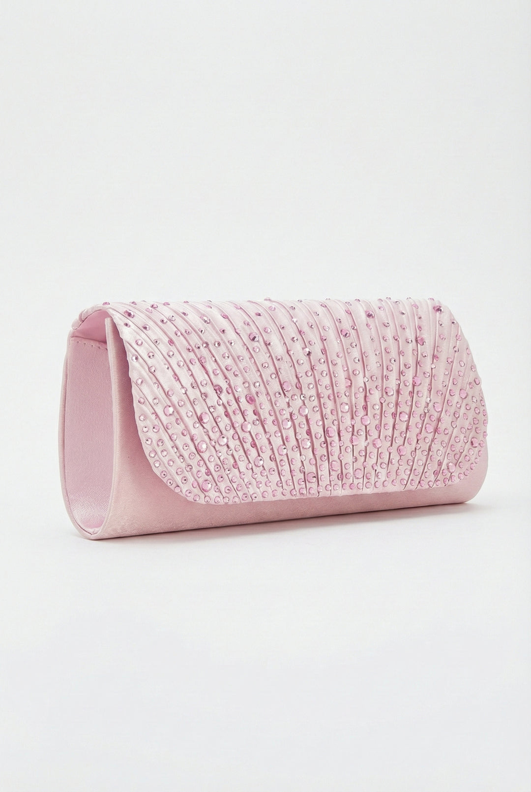 Blush Sparkle Pleated Clutch