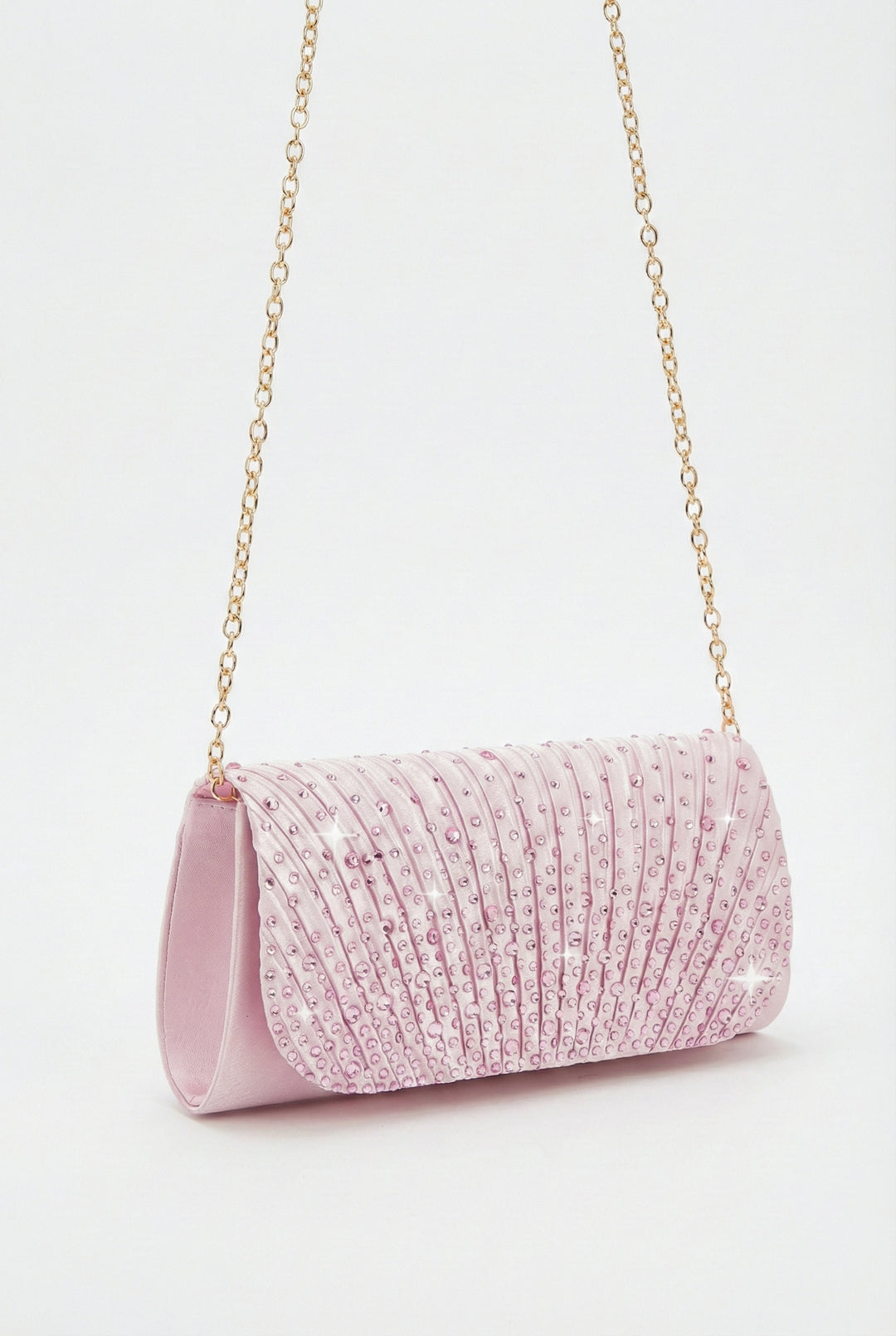 Blush Sparkle Pleated Clutch