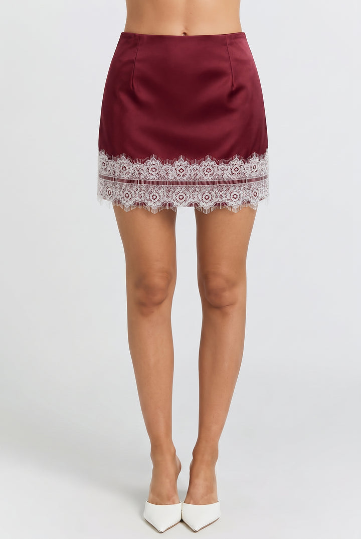 Bonbon Satin Lace Mini Skirt