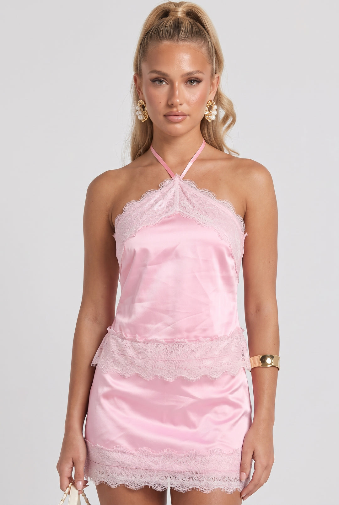 Bonbon Satin Lace Halter Top