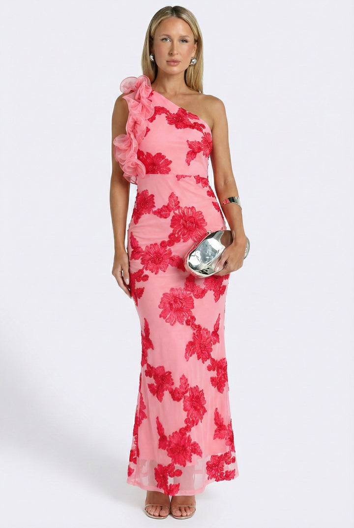 Bougainvillea One Shoulder Maxi Dress