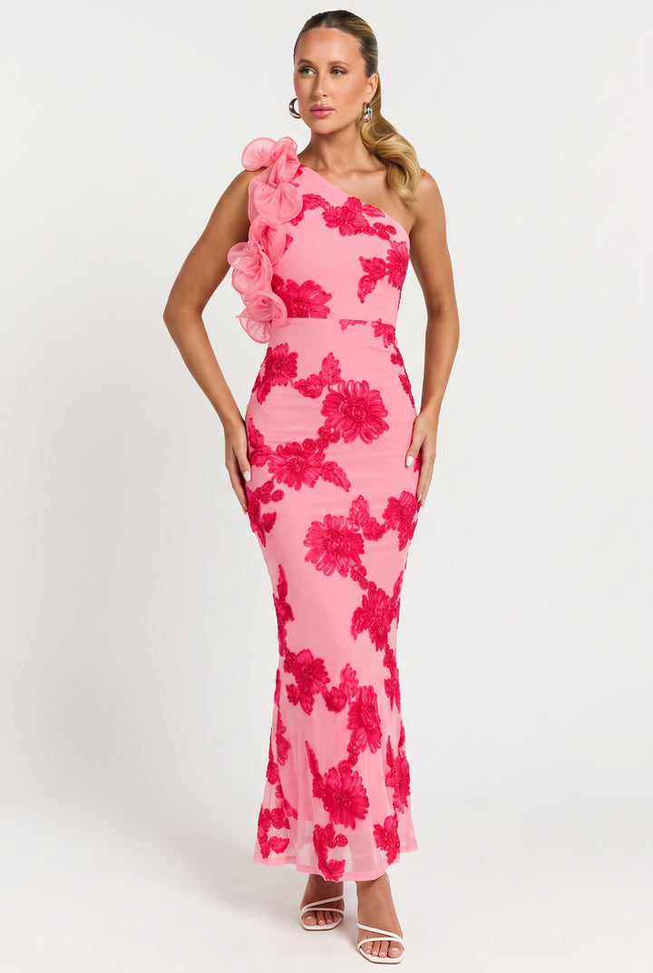 Bougainvillea One Shoulder Maxi Dress
