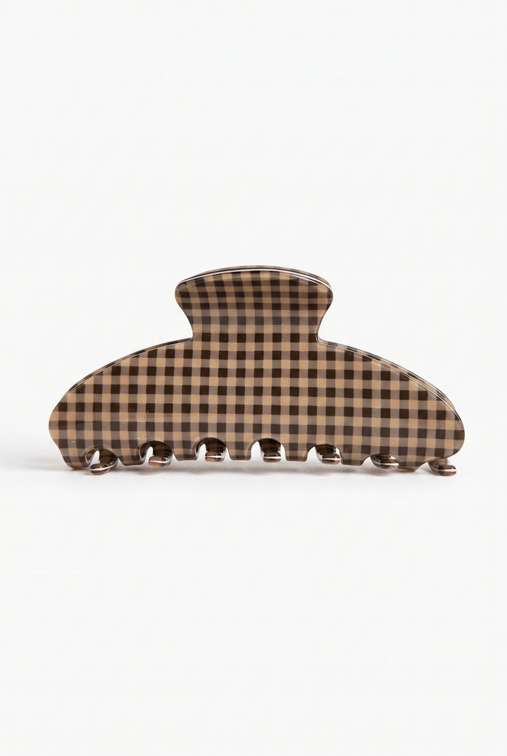 Brown Gingham Claw Clip