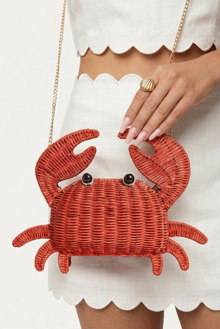 Crab & Go Wicker Clutch
