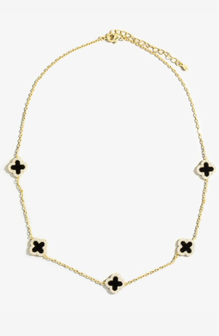 Cubic Zirconia Clover Station Necklace