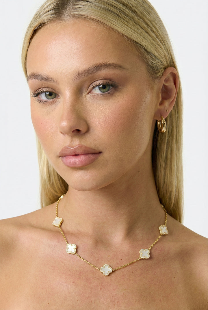 Cubic Zirconia Clover Station Necklace