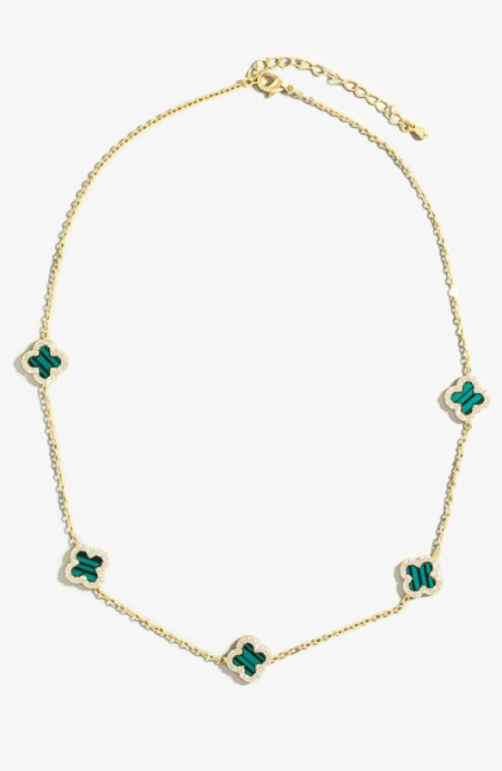 Cubic Zirconia Clover Station Necklace