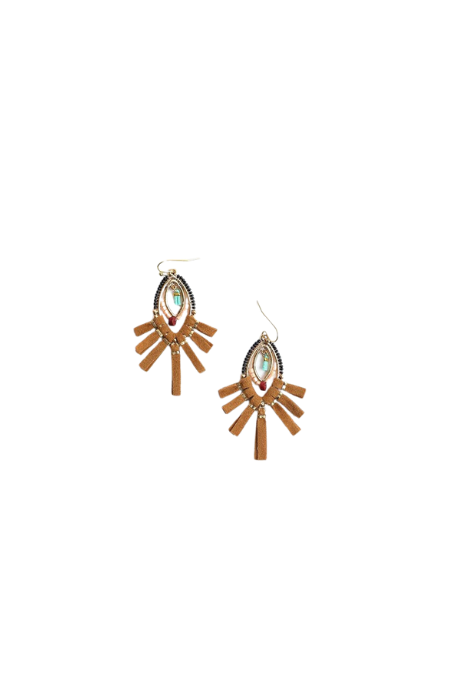 Kalahari Suede Fringe Beaded Earrings - Final Sale