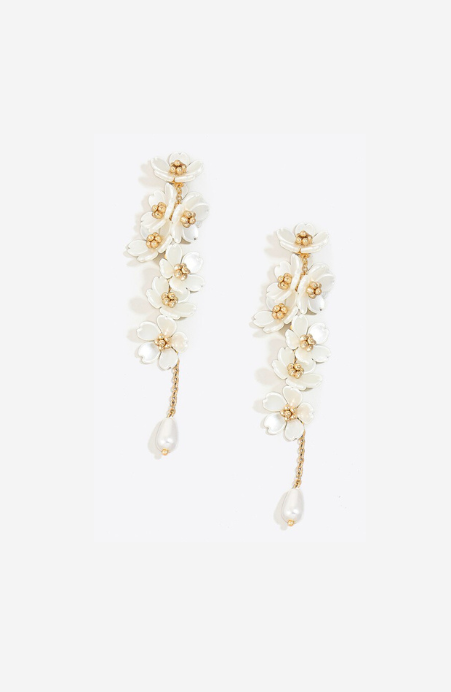 Pearl Flower Charm Beadead Dangle Earrings