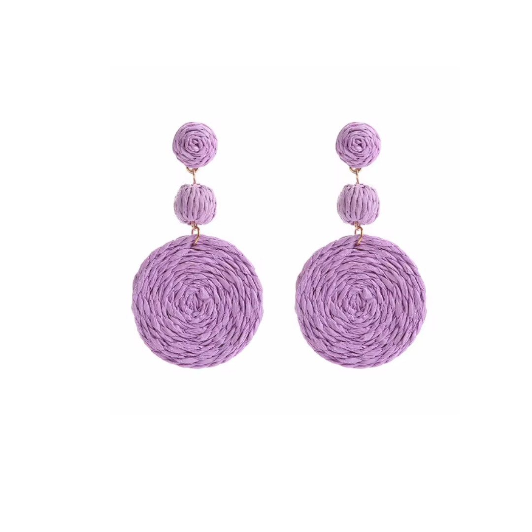 Round Rattan Drop Earrings