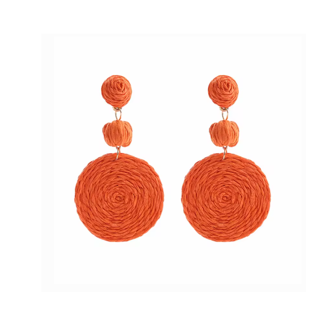 Round Rattan Drop Earrings