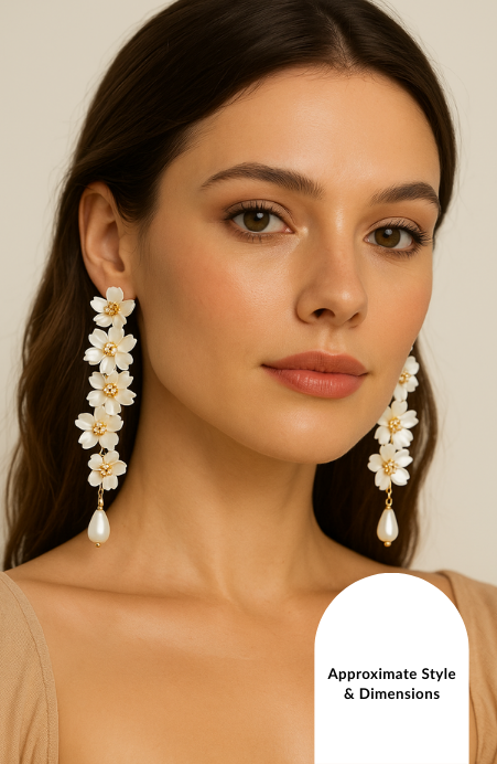 Pearl Flower Charm Beadead Dangle Earrings