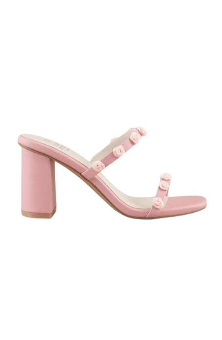 Nia Rosette Adorned Heel Sandal