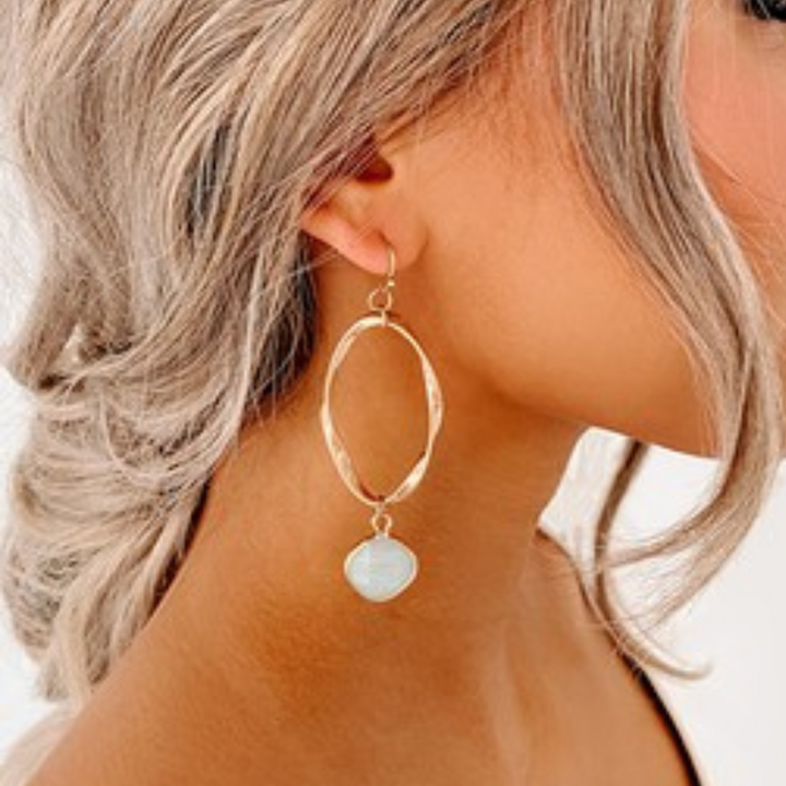 Mint Stone Drop Earrings