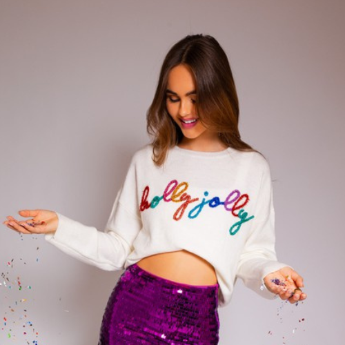 Holly Jolly Multi Color Embroidered Knit Sweater