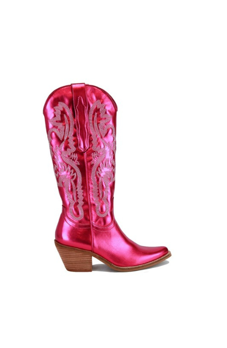Hot Pink Metallic Western Cowboy Boots / 11