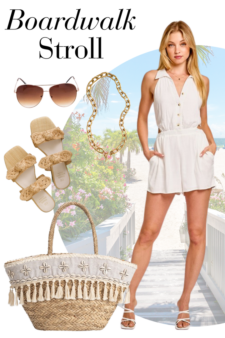 PREORDER - Good Afternoon Collared Sleeveless Romper