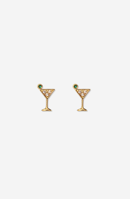 Golden Martini Stud Earrings
