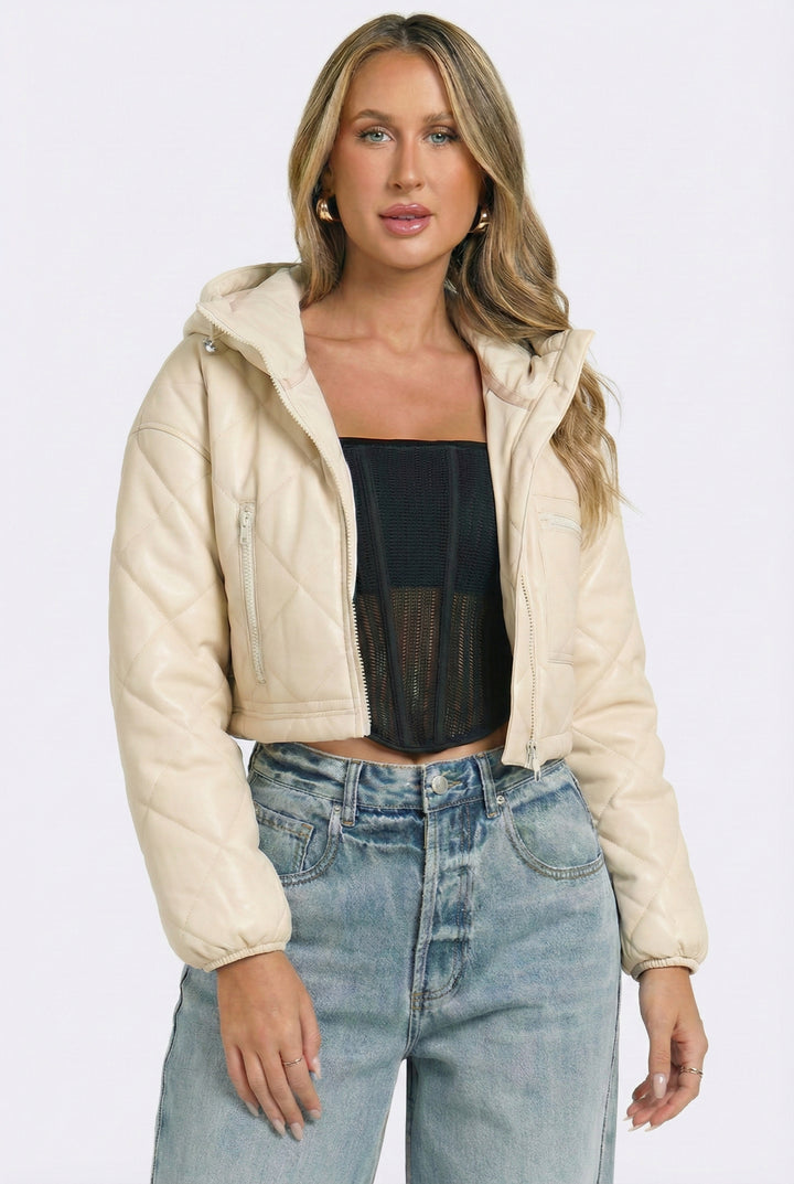 Cozy Chai Crop Puffer Jacket