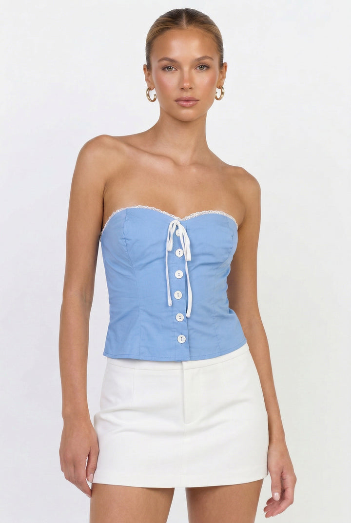 Delmare Button Front Tube Top