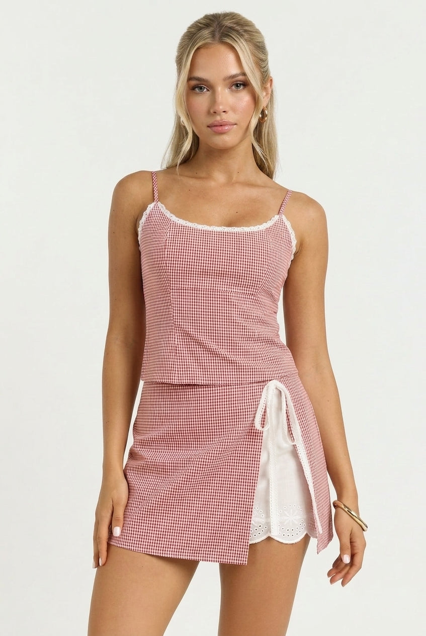 Diner Booth Date Wrap Mini Skirt