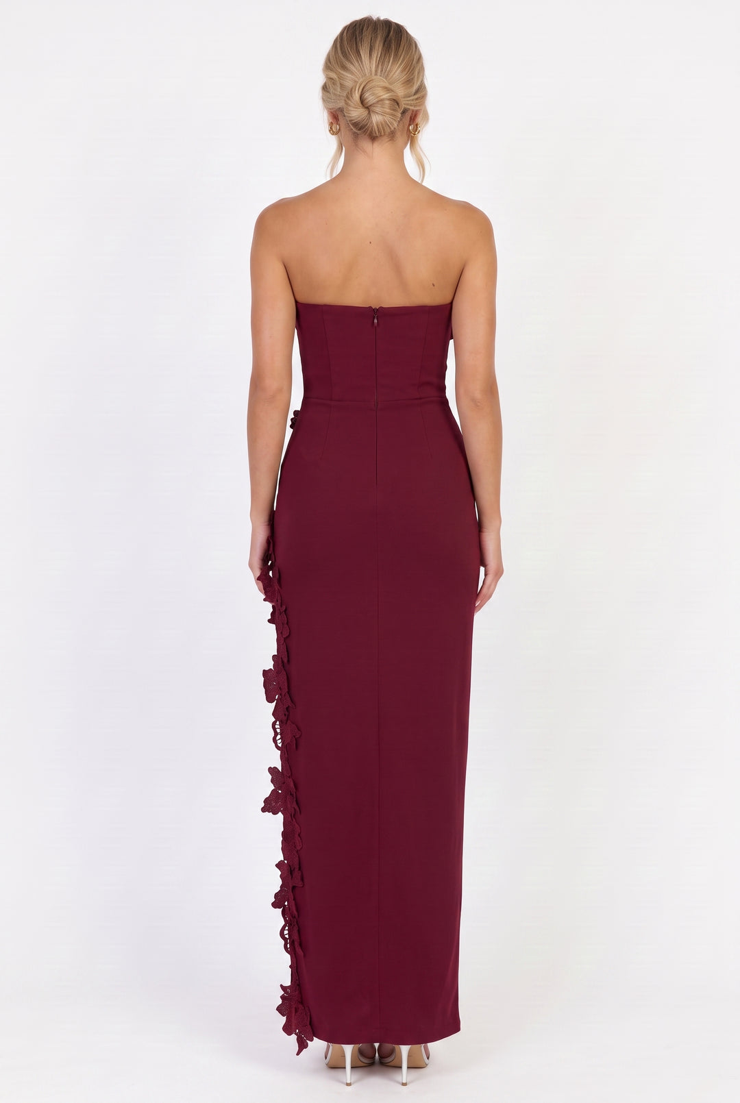 Éloise Floral Appliqué Column Maxi Dress