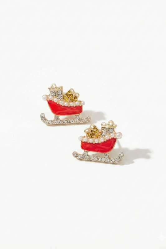 Santa’s Sleigh Stud Earrings