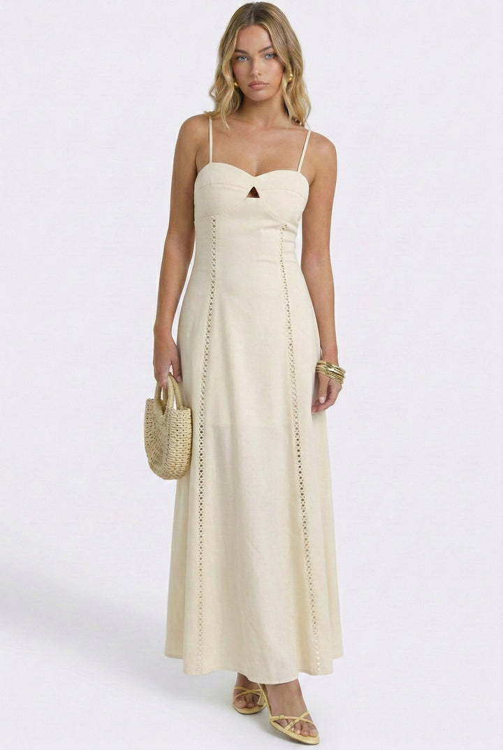 European Countryside Linen Maxi Dress