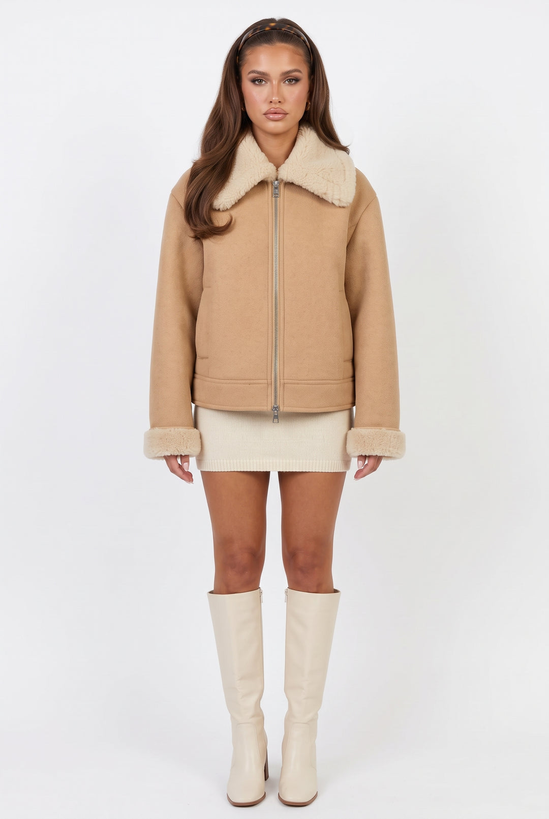 Evi Faux Suede Shearling Jacket