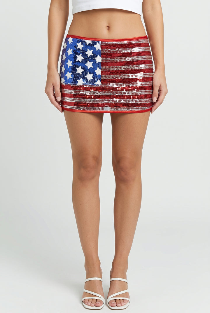 Stars & Stripes Sequin Mini Skirt