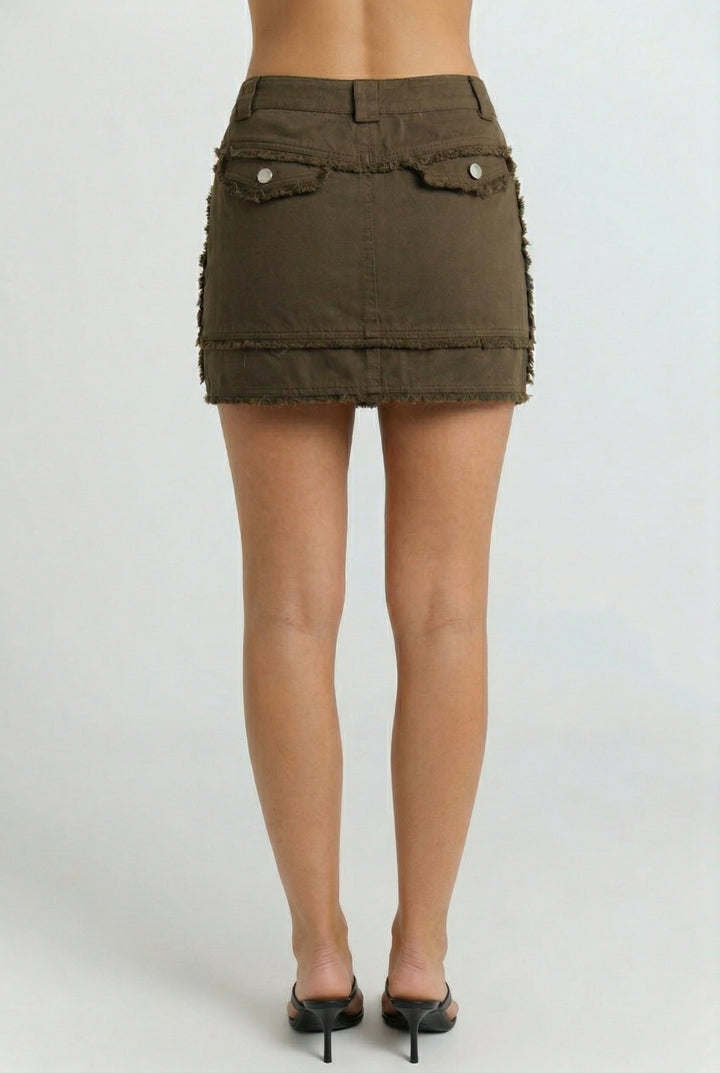 Frayed Cargo Mini Skirt