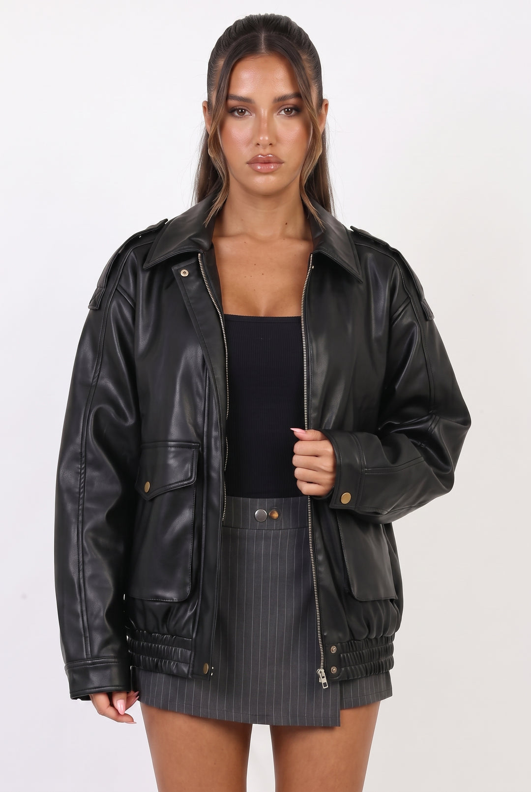 Frankie Oversized Faux Leather Jacket