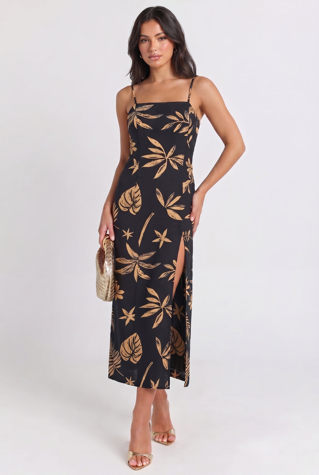 golden midi dress Golden Daydream Halter Midi Dress Bella Rose Boutique