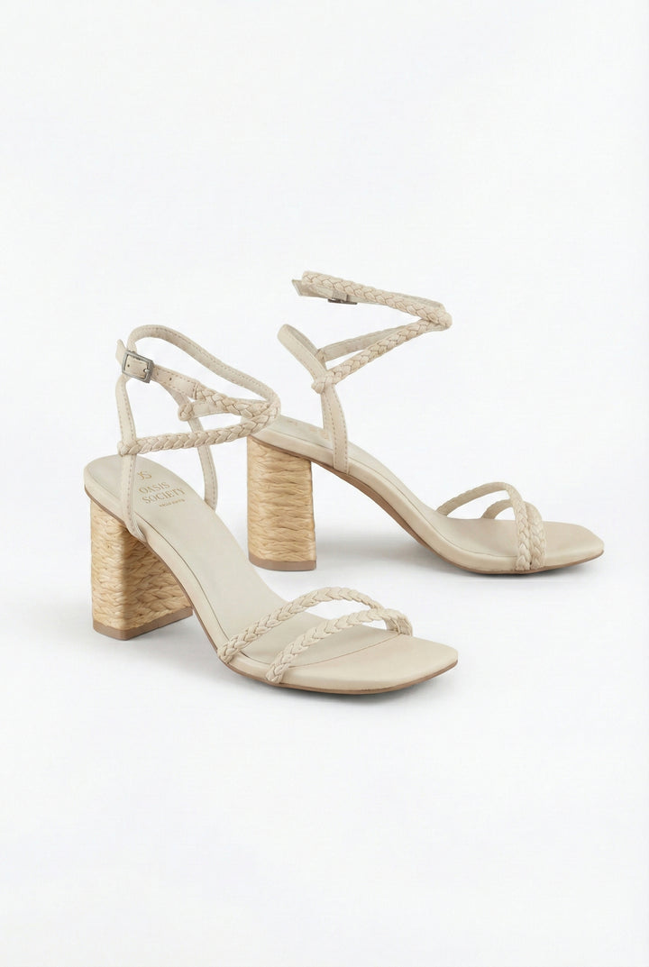 Zoella Braided Straw Block Heeled Sandal