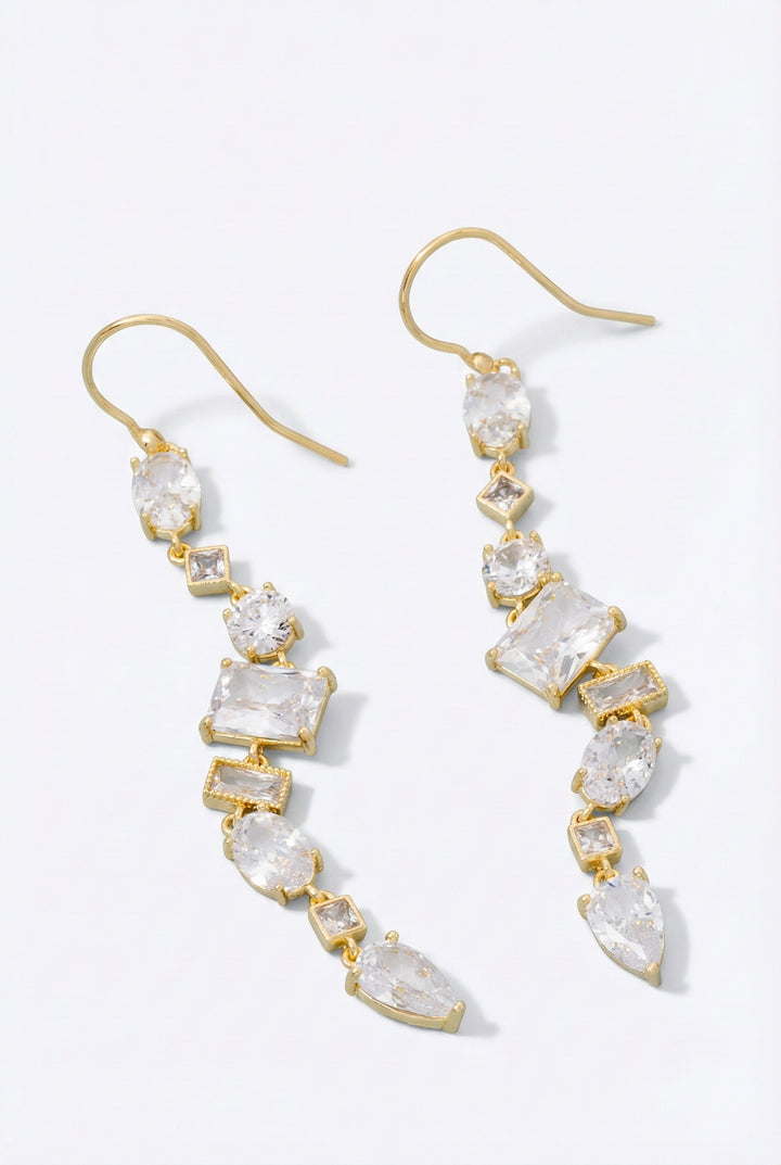 Golden CZ Dangle Earrings