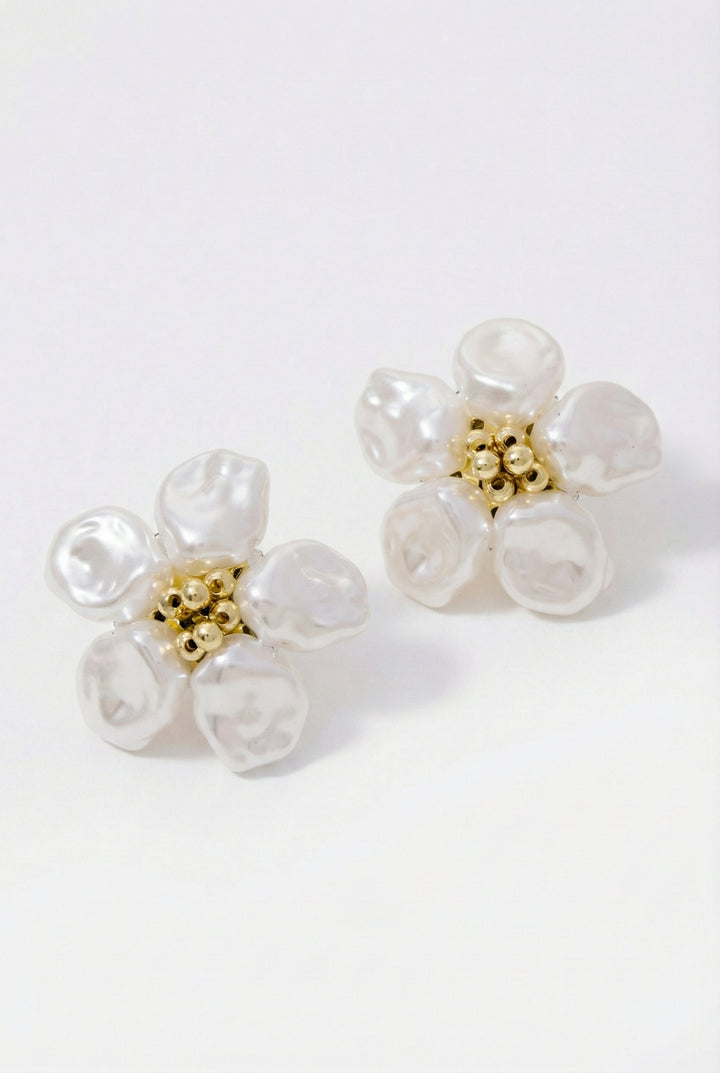 Pearl Petals Flower Stud Earrings