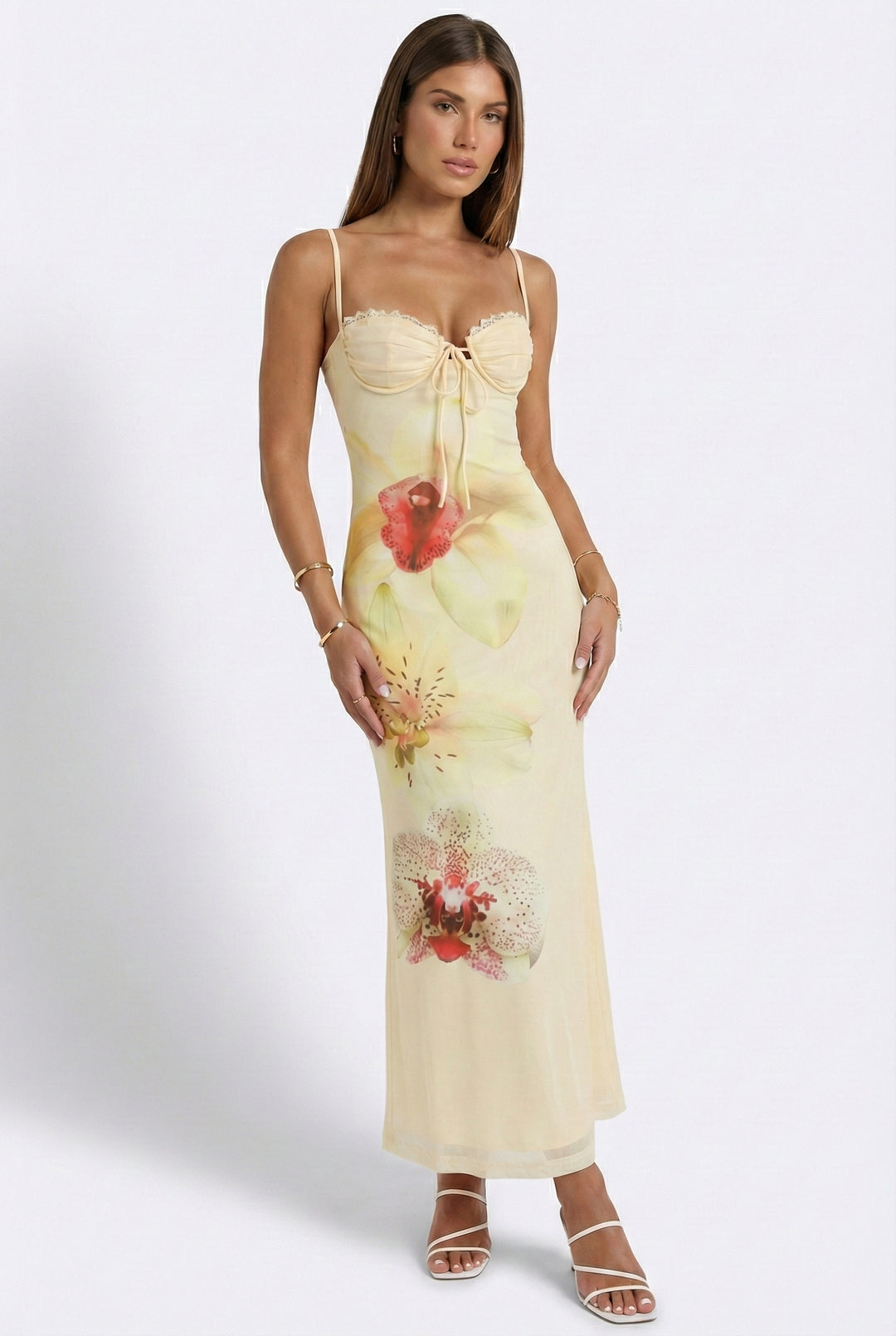 Petal Night Mesh Maxi Dress