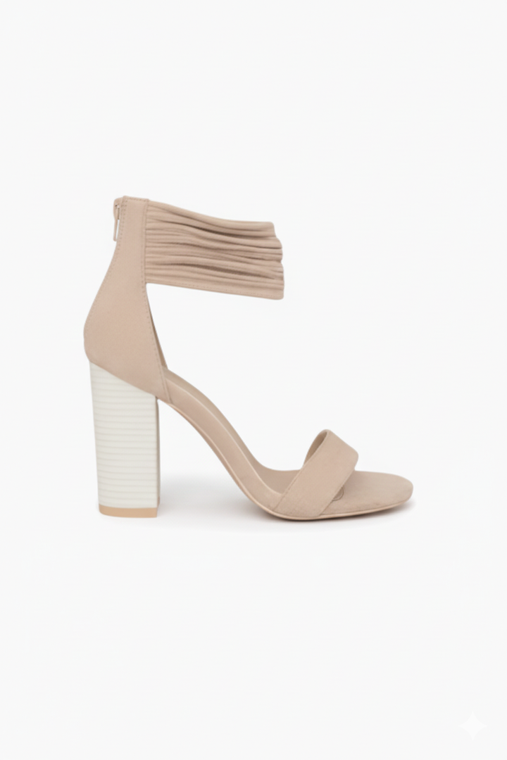 Blair Faux Suede Strappy Heeled Sandal - Cream