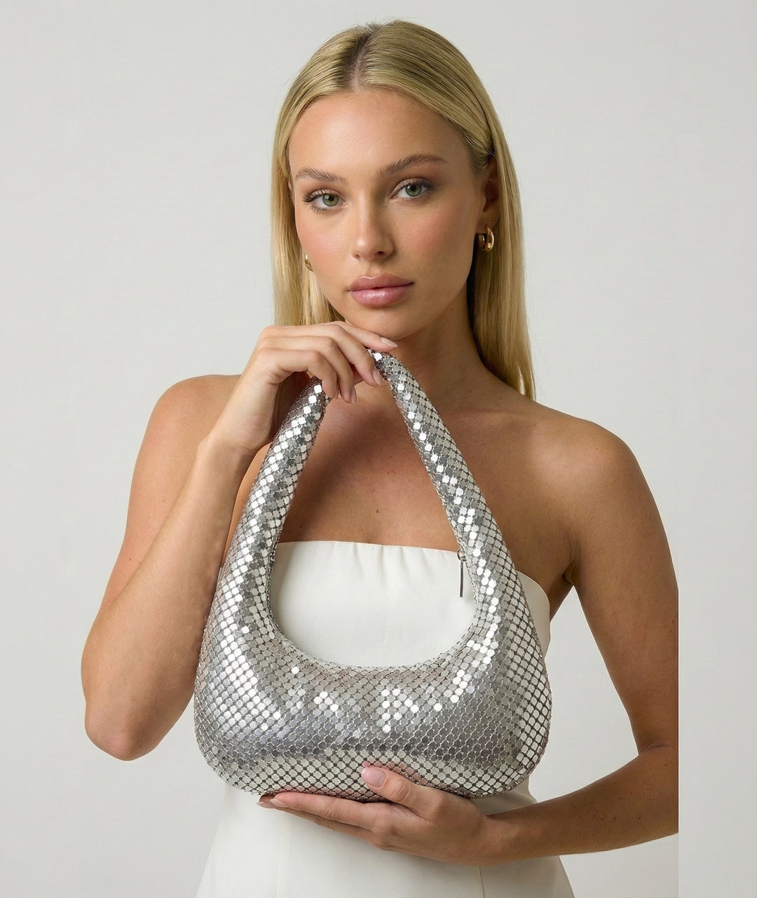 Silver Mesh Shoulder Bag
