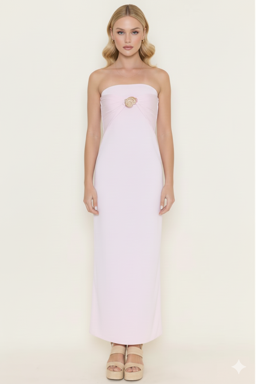 Seashell Buckle Tube Maxi Dress