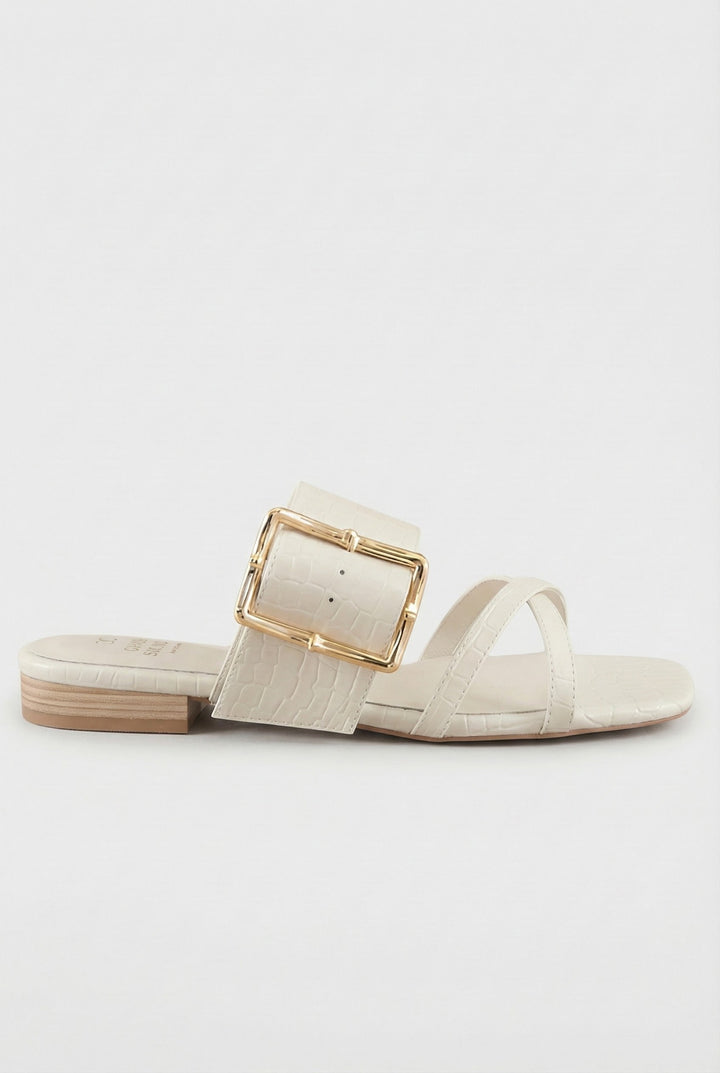Vacation Buckle Slide Flat Sandal