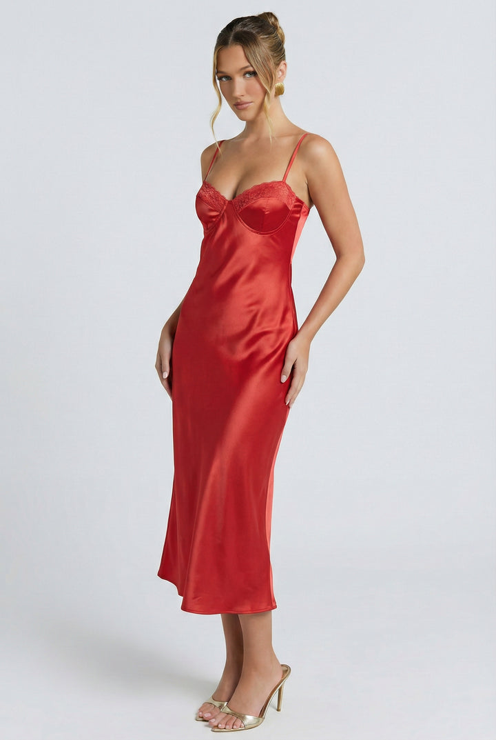 Pull Me In Satin Midi Dress