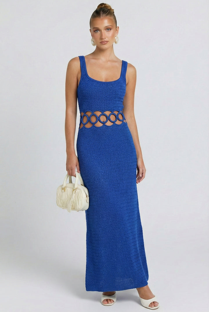 Bali Square Neck Sleeveless Crochet Midi Dress